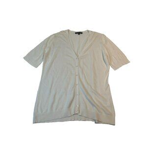Chadwick's Womens Cream White Button Down Short Sleeve Sweater Cardigan Size XLT